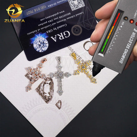 Shipping Shining VVS Baguette Moissanite Pendant 925 Sterling Silver White Yellow Rose Gold Plated Hip Hop Cross Pendant