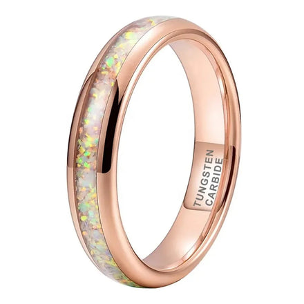4MM Alin Opal Inlay Rose Gold Anillos De Boda Tungsteno Customized Tungsten Carbide Ring Jewelry