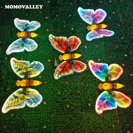 Momovalley Lighted Mechanical Led butterfly Purple Moving Outdoor Hanging Christmas Tree Decorations Easter Decor IP65 Rated