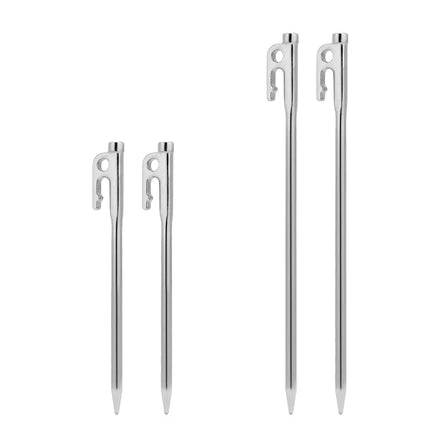 Heavy Duty Stainless Steel Tent Stakes & Pegs with Hook Hole Design 20cm/30cm 9mm Thickness Outdoor Camping Ground Nails 6/8pcs