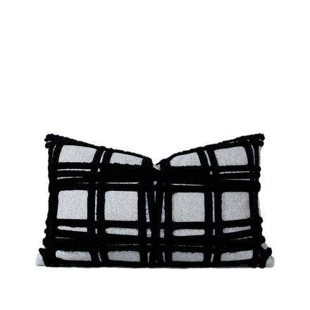 Tiff Home Modern Design 30*50cm Black and White Embroidered Checked Textured Cushion Cover Set Wholesale New Collection