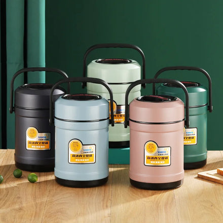 304 Stainless Steel Thermal Insulation Pot Multi-Grid Large Capacity Lunch Bucket Adult Tableware Office Worker Lunch Box