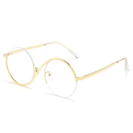 0744 Round Metal Optical Frames Anti Blue Light Glasses Women Fashion Half Frame Shape Computer Glasses