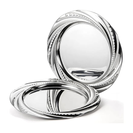 12inch 13inch Luxury Dinnerware Gold Polished Plant Pattern Spiral Stainless Steel Charger Plates for Wedding Home