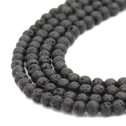 Popular Jewelry Making Gemstone Natural Round Beads 4mm 6mm Black Lava Loose Bead Lava Rock Stone for Jewelry Making