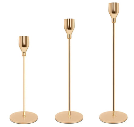 LG20180104-4 Romantic 3pcs/set Wedding Gold Metal Centerpiece High Candle Holders Table Stand Pillar Christmas Decor