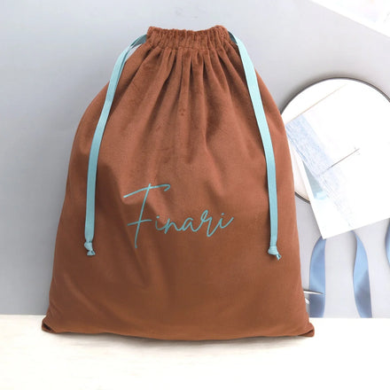 Reusable Blue Velvet Dust Pouch for Shoes Fur Socks-Customizable Drawstring Storage Bag