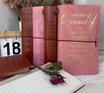 Leather Travel Journal Buckle Bound Gift for Mom Dad Son-Christmas Birthday Graduation Father's Day Customized Notebook