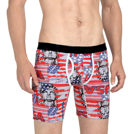 Men Ultra Soft Stretch Printed Knitted Boxer Briefs Regular Fit Polyester Breathable OEM ODM Custom Logo Wholesale