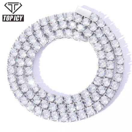 White Gold Iced Out Tennis Chain Trio: 3mm 4mm 5mm Gold Plated AAA CZ Hip Hop Jewelry
