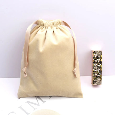 High End Gold Velvet Drawstring Bag for Packing Perfume Jewelry Cosmetic Gift Power Bank Storage Velvet Flannel Pouch