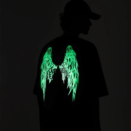 Wholesale T-shirt Streetwear Luminous T Shirt Oversized Black Glow in the Dark Plus Size Clothes Men T-shirts