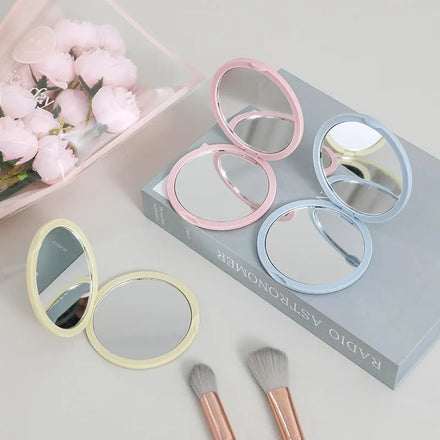 Portable Folding Mini Round Student Dormitory Mirror Double-sided High Definition Makeup Mirror Flip-top Makeup Mirror