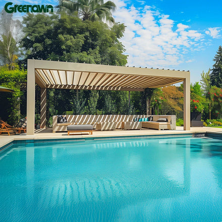 4x6 Aluminium Wall Mounted Chiusa a Vetri Tre Lati Pergola Roof Panel Pergola With Shade