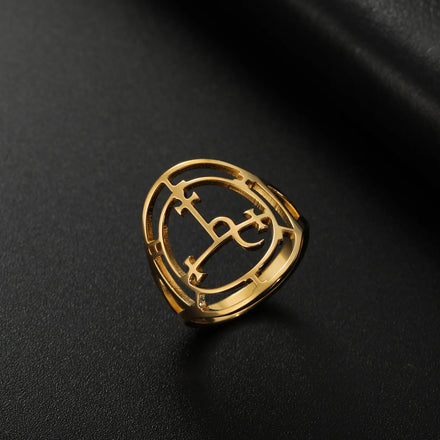 Sigil of Lilith Ring for Women Gothic Demon Seal Finger Ring Vintage Amulet Stainless Steel Jewelry Couple Wedding Gift