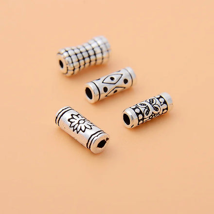 Retro 925 Sterling Silver Black Engrave Flower Bucket Charm Beads for Jewelry Making Accessories Supplies