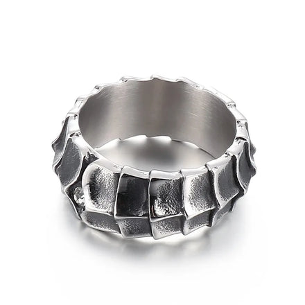 YKPersonalized Design Cast Ring Vintage Simple and Domineering Trendy Men's Stainless Steel Dragon Body with Diamond Inlaid Ring