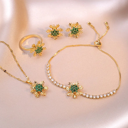 Fashion Jewelry 4 Can Rotate Pendant Earrings Rings Bracelets Micro-embedded Zircon Titanium Steel Necklace