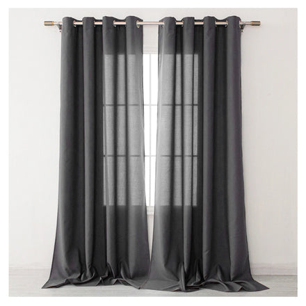 Wholesale Cheap Solid Living Room Window Decor Sheer Tulle Curtains Drapes Grommet Flame Retardant Customizable Factory Price