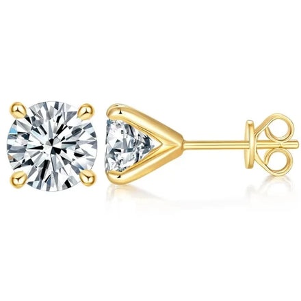 1CT Moissanite Earring Studs Simple Design 18k Gold Rhodium Plated Round Moissanite Men VVS Earings