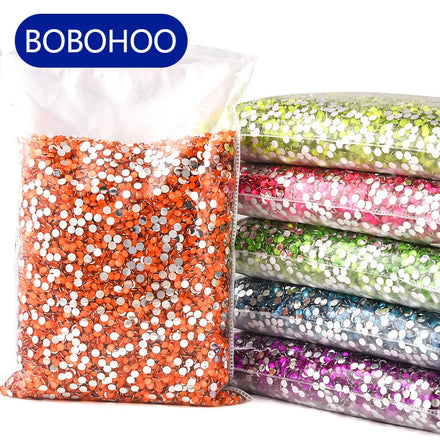 BOBOHOO Rhinestones Wholesale Bulk Bag Fluorescent Series Neon Resin Garments Flatback Rhinestone Beads for Dresses Tumbler Cups