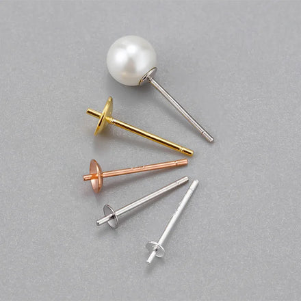 Fine DIY Accessories Pearl Stand Pin 925 Sterling Silver Stud Jewelry Earrings Women for Custom Beads Freshwater Pearls
