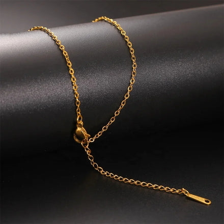 Classical 1.3mm Wide O Shape Rolo Link Chain Necklace Choker for Women Pendant DIY Stainless Steel Jewelry