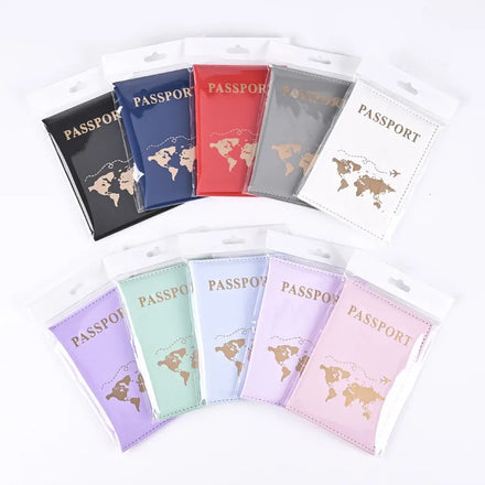 Wholesale Fashion Top Fabric Gold Foiling PU Leather Passport Holder Passport Cover