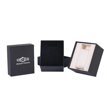 Cheaper Black Paper Cardboard Watches Box for Men Wholesale with Velvet Lining Custom Logo Custom-Made