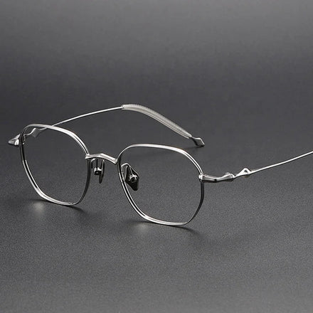 Fashionable Solid Pattern Titanium Unisex Rectangle Full Rim Eyeglasses Frames for Reading Glasses Gold