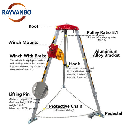 High End Industrial OEM/ODM CE Certified High Strength Aluminum Emergency Rescue Tripod