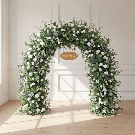 GNW Artificial Flowers Decoration Round Gold Metal Silver Wedding Half Circle Arch Flower
