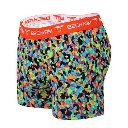 Men Classic Bamboo Fiber Dot Pattern Long Boxer Briefs Breathable Stretch Fit Eco Friendly OEM ODM Custom Logo Wholesale Factory