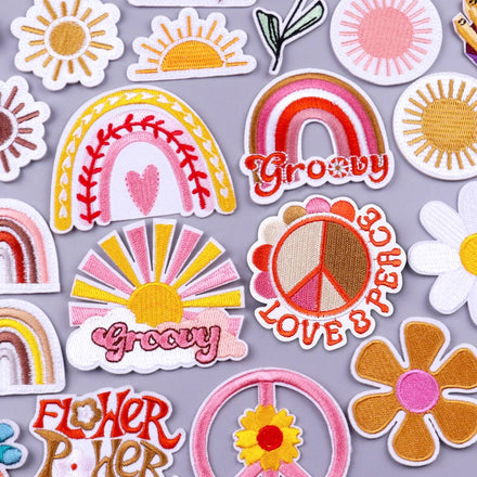Cartoon Rainbow Wholesale Embroidered Patches for Clothing Custom Iron on Patches Factory Direct Price