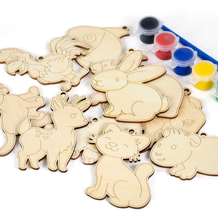 Unfinished Wooden Dinosaur Animal Cutouts Wood Animal Craft Painting Kit for Home Decor DIY Painting