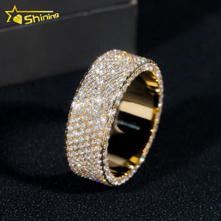 Custom Hip Hop Fine Jewelry Brilliant Real Lab Grown Natural Diamond 10K 14K 18K Gold Engagement Band Full Eternity Ring for Men