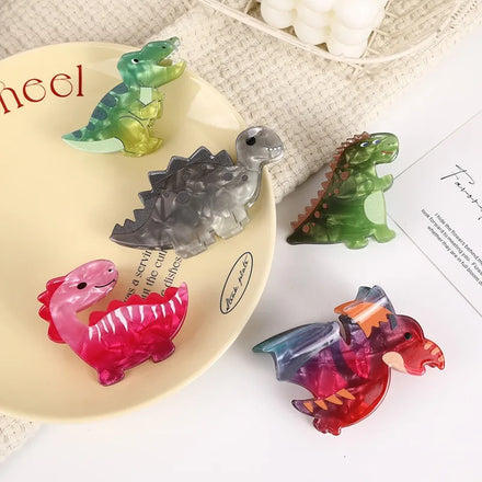 Creative New Medium 7cm Plastic Dinosaur Acetate Hair Clips Cute Animal Shark Clip Headdresses for Girls