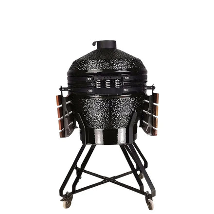 KIMSTONE 24 Inch Ceramic Charcoal Barbecue Fire Pit Cast Iron Barbecue Pizza Oven