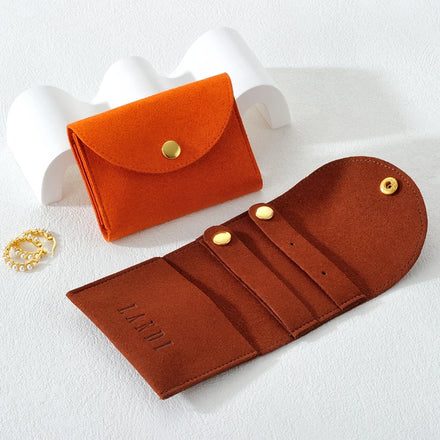 New Design Earrings Ring Necklace Jewelry Pouches Travel Storage Bag Gift Packaging Custom Logo Thicker Microfiber Jewelry Pouch