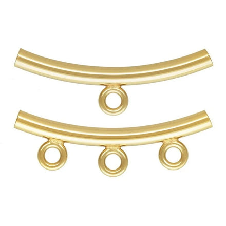 Non Tarnish GF Real 14K Gold Filled Curved Tube with Ring for DIY Jewelry Necklace Bracelet Making Findings Accessories