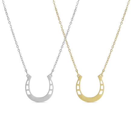 Stainless Steel Custom 18K Gold Horseshoe Name Necklace Engravable Auspicious Lucky Jewelry Horseshoe Pendant Necklace