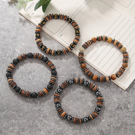2024 New Custom Fashion Men Natural Stone Jewelry Bracelets Wholesale Adjustable Beaded Bracelet