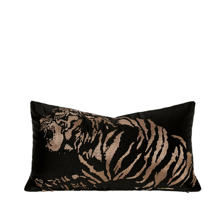 Tiff Home Own Brand 30*50cm Cartoon Tiger Series Decorative Black Cushion Cover Geometric Quilted Embroidery Lovely Rectangular