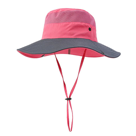 Bulk Sales Summer UV Protection Foldable Bucket Boonie Cap Wide Brim Ponytail Sun Hat for Women
