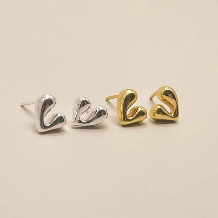 2024 New Fashion Silver Stud Earrings Jewelry Women Gold Plated Sterling Silver Casual Heart Earrings Piercing Jewelry Ladies