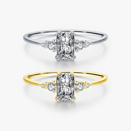 Rectangle Dazzling Ring Solid 925 Sterling Silver Clear Cubic Zirconia Finger Rings for Women Wedding Fine Jewelry Anel