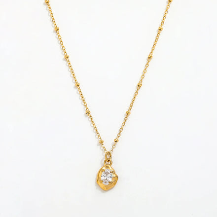 Fenny 18K PVD Plated Waterproof&No Fade Fashion Luxury Irregular Geometric Zirconia Pendant Necklace Stainless Steel Jewelry