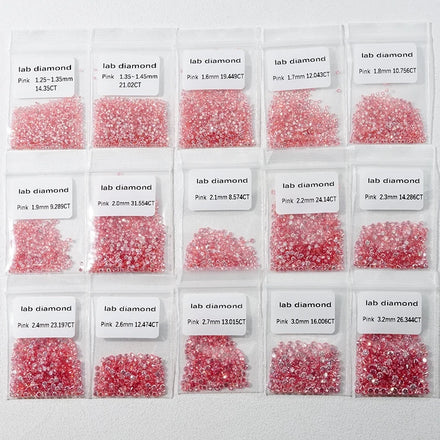 Beautiful Fancy Vivid Pink Loose 1.3mm 1.5mm 1.7mm 3mm 4mm Melee Round Cut VS Pink Lab Diamond Perfume Ring Stone
