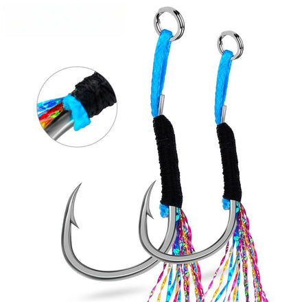 Top Right Single Fishing Assist Hook Jigging Assist Hooks Saltwater Metal High Carbon Steel PVC Packaging High Strength