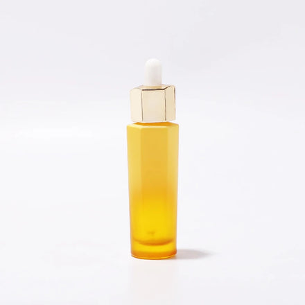 Customize Yellow Glass Packaging Dropper Skincare Oil Bottle 30 ml 50 ml Hair Oil Essential Oil Bottle Dropper